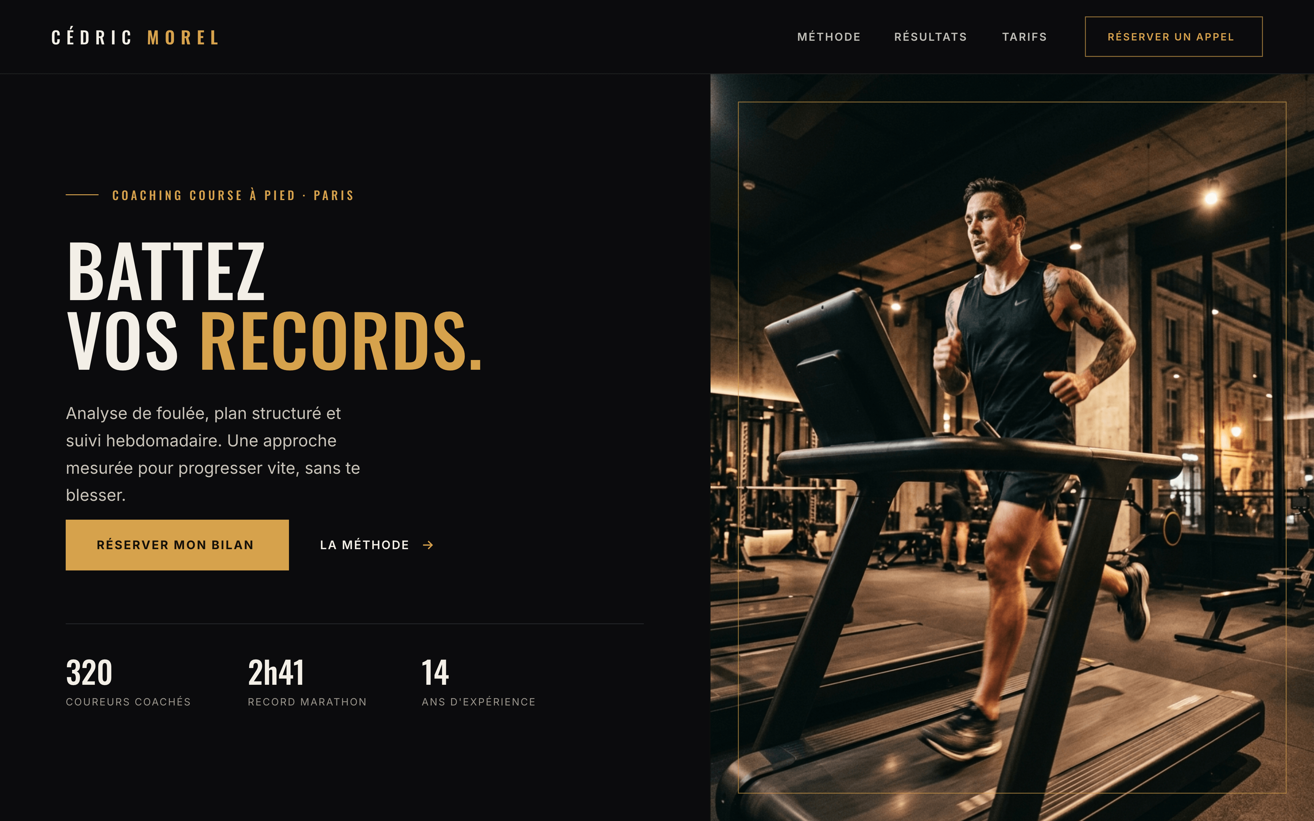 Exemple de site web de coach sportif créé avec Athletis — Cédric Morel
